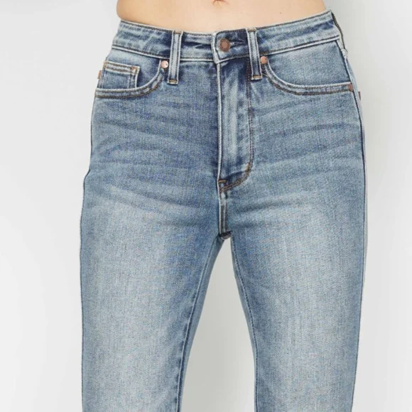 Judy Blue Tummy Control High-Rise Slim Bootcut Regular Inseam Jeans Denim Pants - Picture 2 of 16